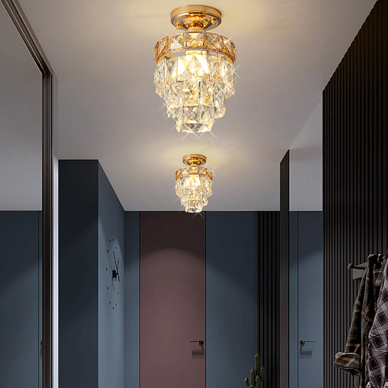 Modern Simple Crystal Ceiling Light Cylinder Shape Ceiling Lamp for Bedroom