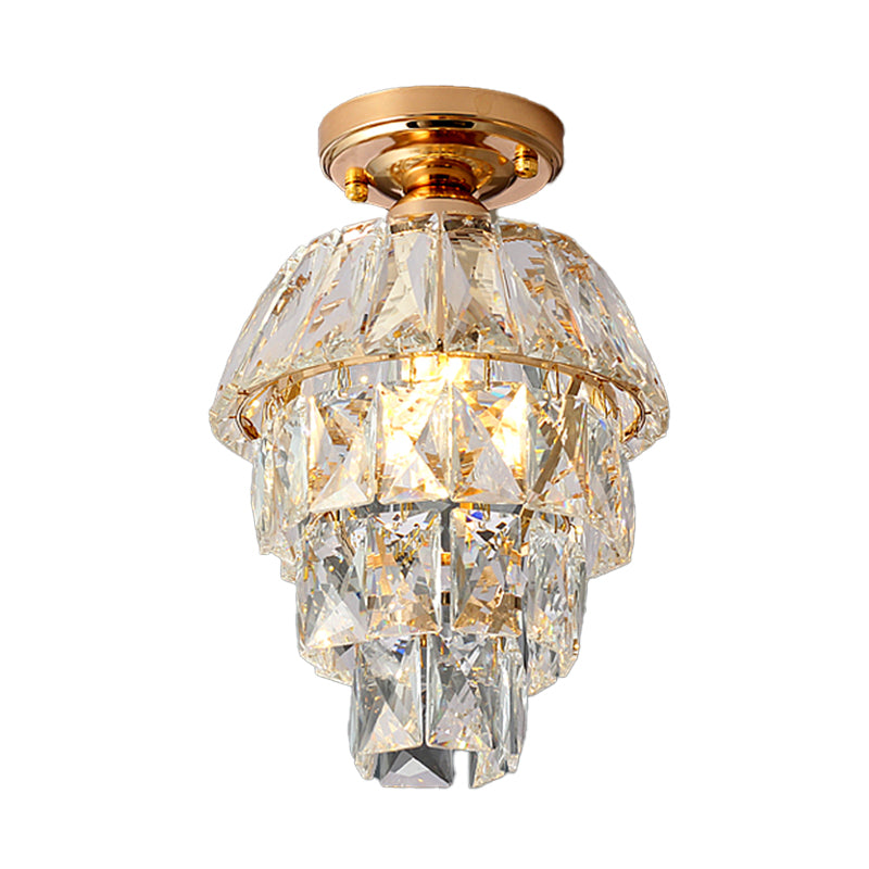 Modern Simple Crystal Ceiling Light Cylinder Shape Ceiling Lamp for Bedroom