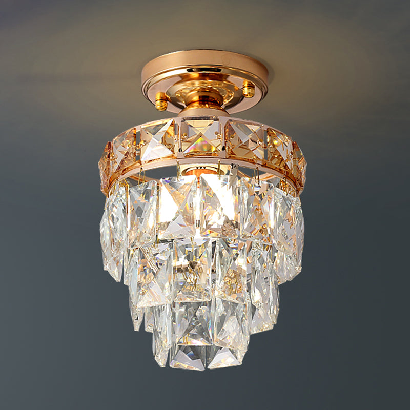 Modern Simple Crystal Ceiling Light Cylinder Shape Ceiling Lamp for Bedroom