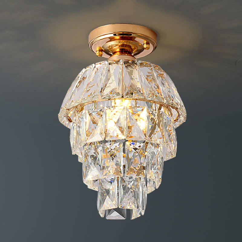Modern Simple Crystal Ceiling Light Cylinder Shape Ceiling Lamp for Bedroom
