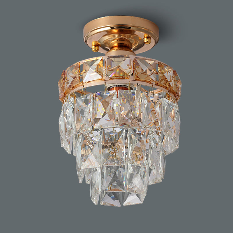 Modern Simple Crystal Ceiling Light Cylinder Shape Ceiling Lamp for Bedroom
