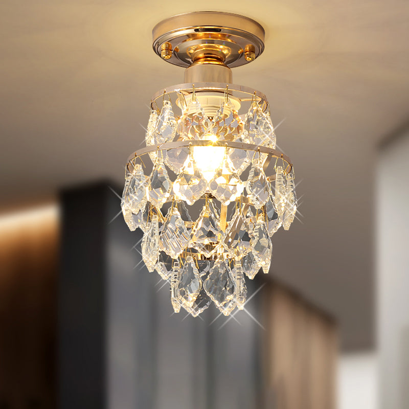 Modern Simple Crystal Ceiling Light Cylinder Shape Ceiling Lamp for Bedroom
