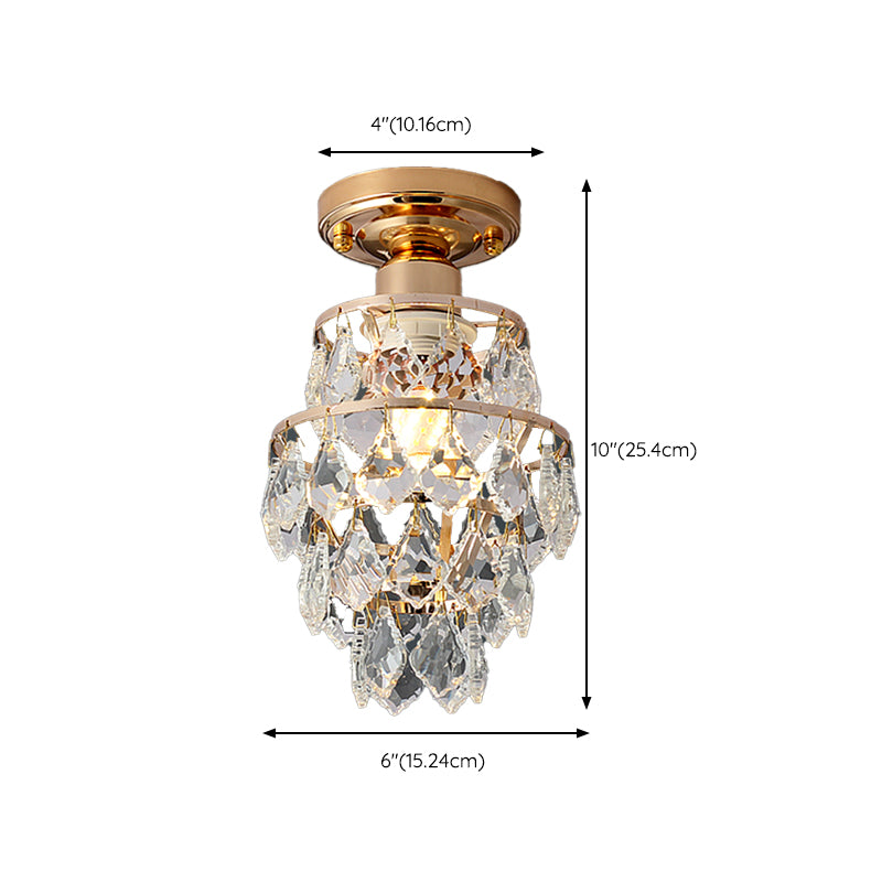 Modern Simple Crystal Ceiling Light Cylinder Shape Ceiling Lamp for Bedroom
