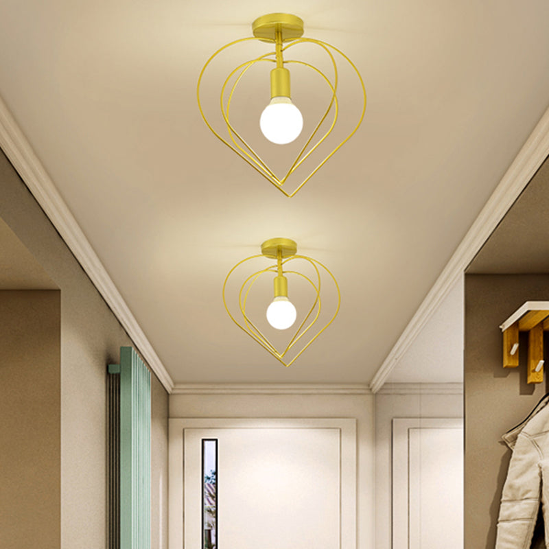 Nordic Style Iron Ceiling Light Geometry Shape 1 Light Ceiling Lamp for Bedroom
