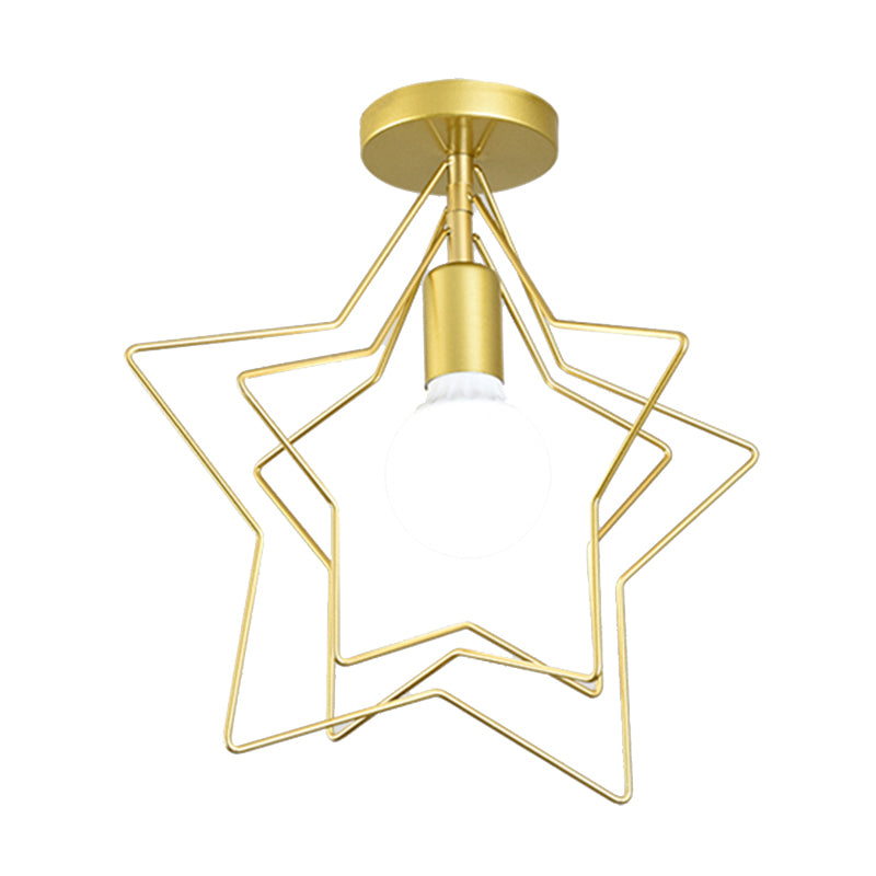 Nordic Style Iron Ceiling Light Geometry Shape 1 Light Ceiling Lamp for Bedroom