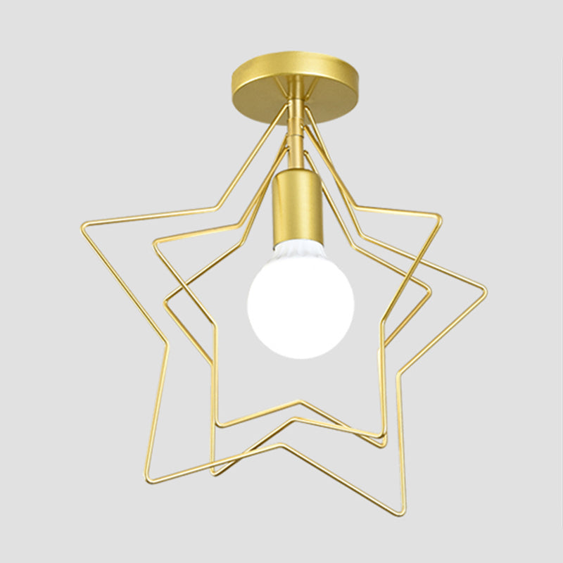 Nordic Style Iron Ceiling Light Geometry Shape 1 Light Ceiling Lamp for Bedroom