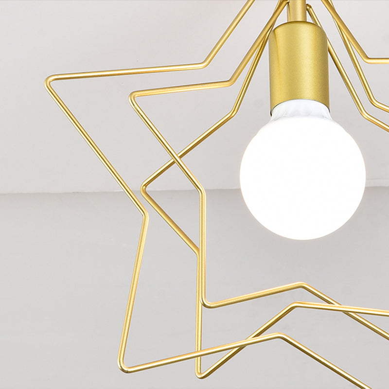 Nordic Style Iron Ceiling Light Geometry Shape 1 Light Ceiling Lamp for Bedroom