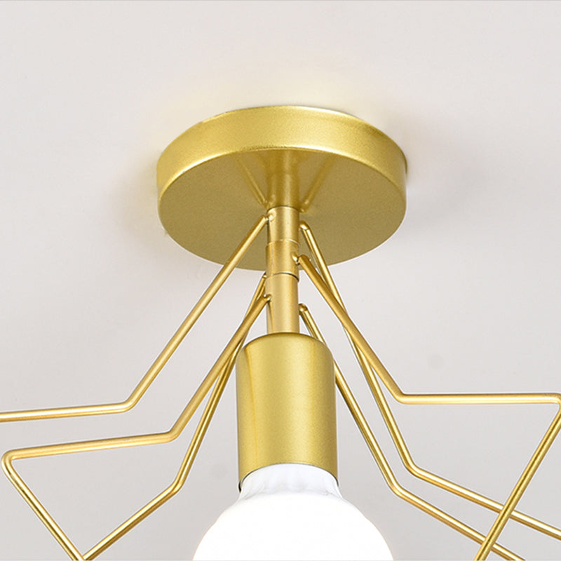 Nordic Style Iron Ceiling Light Geometry Shape 1 Light Ceiling Lamp for Bedroom