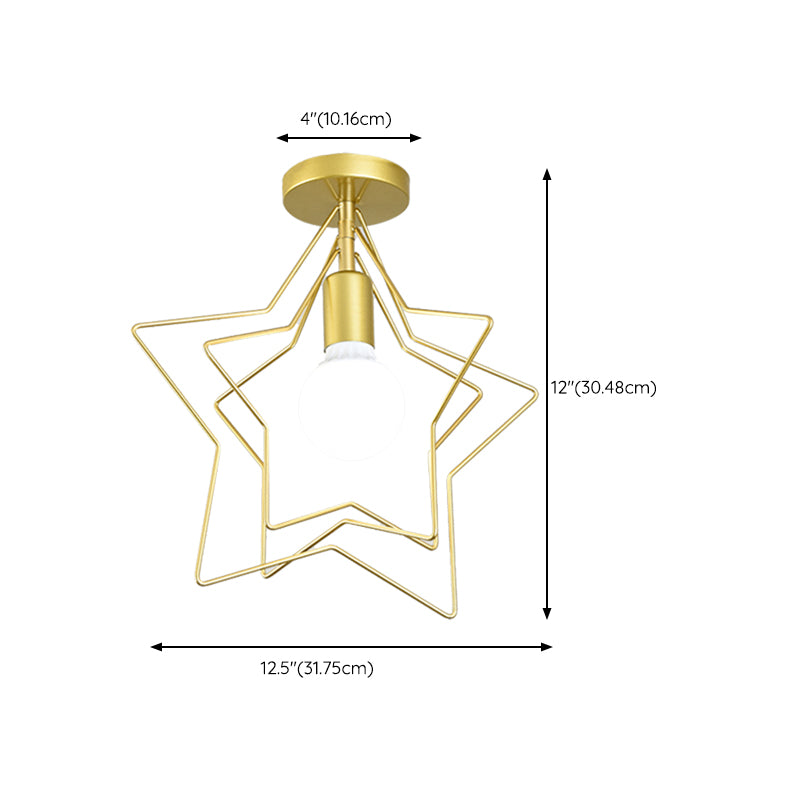 Nordic Style Iron Ceiling Light Geometry Shape 1 Light Ceiling Lamp for Bedroom