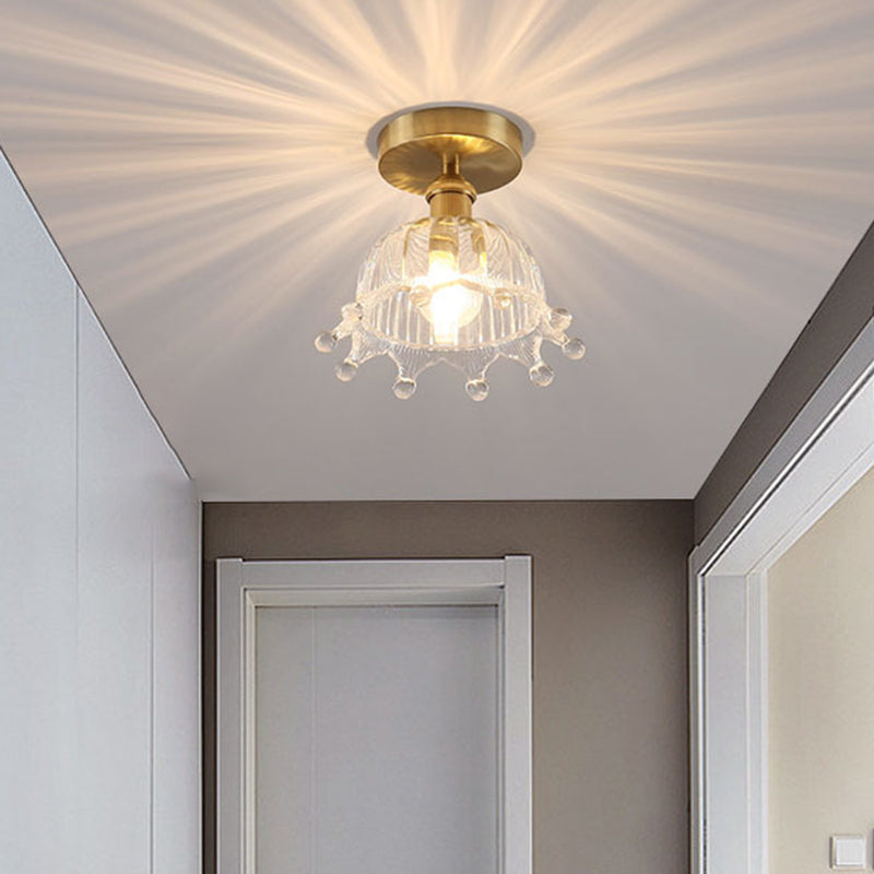 Modern Ceiling Mount Light 1-Light Ceiling Light with Glass Shade for Bedroom