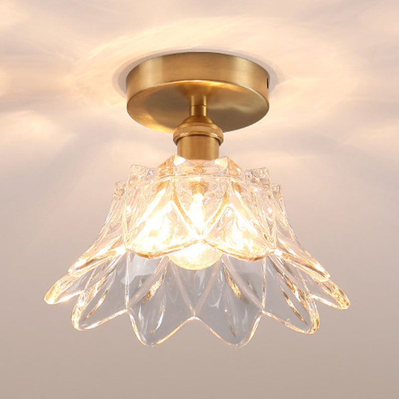 Modern Ceiling Mount Light 1-Light Ceiling Light with Glass Shade for Bedroom