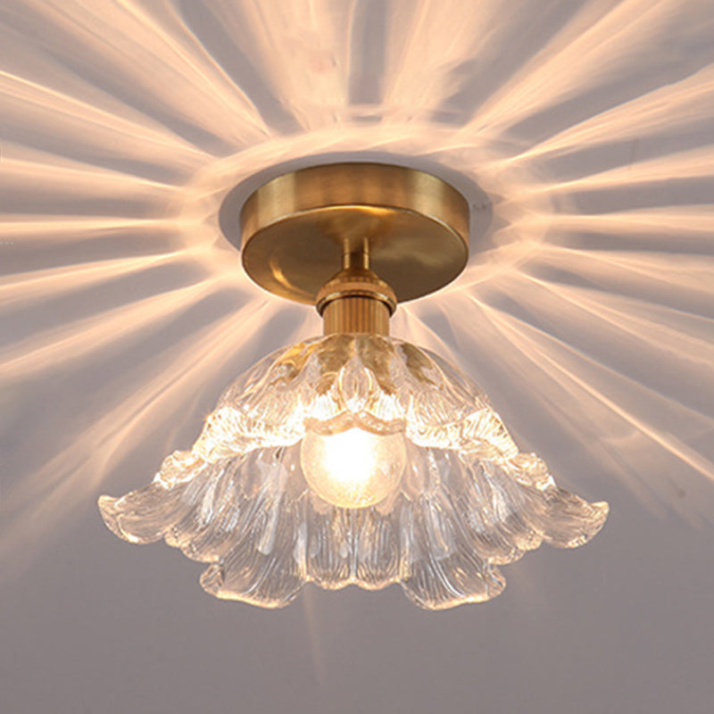 Modern Ceiling Mount Light 1-Light Ceiling Light with Glass Shade for Bedroom