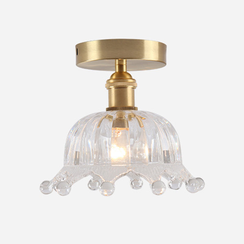 Modern Ceiling Mount Light 1-Light Ceiling Light with Glass Shade for Bedroom