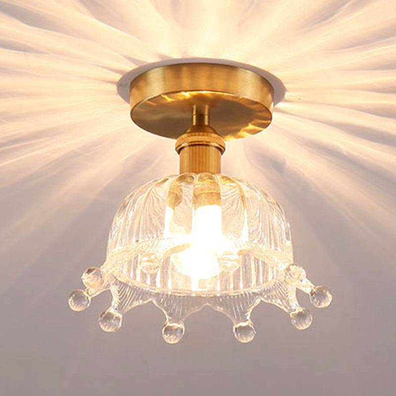 Modern Ceiling Mount Light 1-Light Ceiling Light with Glass Shade for Bedroom
