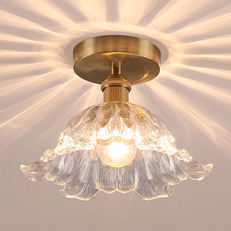 Modern Ceiling Mount Light 1-Light Ceiling Light with Glass Shade for Bedroom