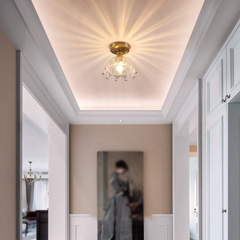 Modern Ceiling Mount Light 1-Light Ceiling Light with Glass Shade for Bedroom