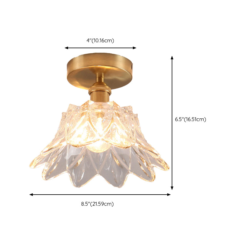 Modern Ceiling Mount Light 1-Light Ceiling Light with Glass Shade for Bedroom