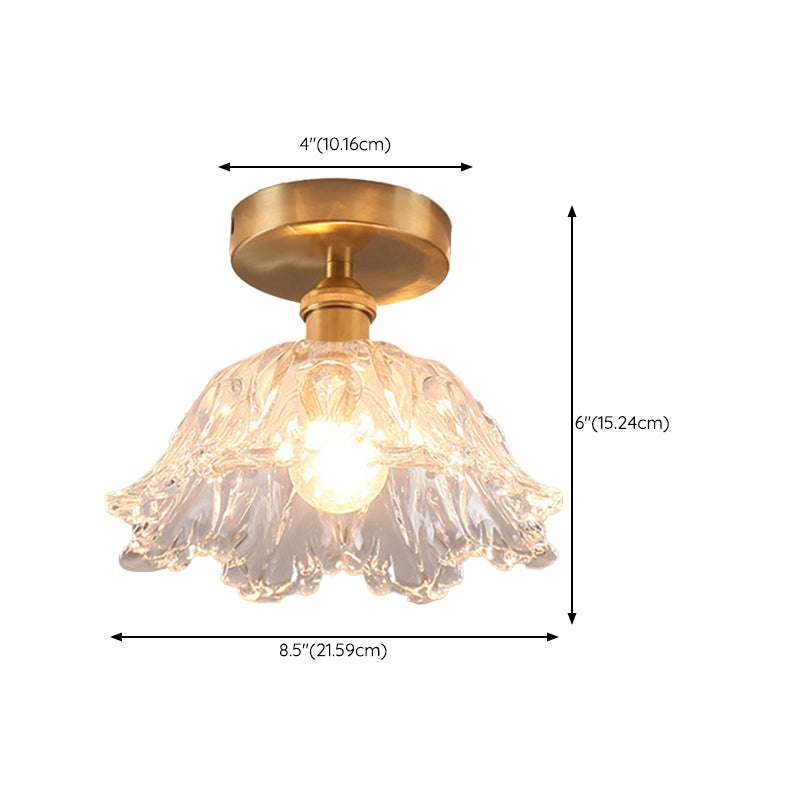 Modern Ceiling Mount Light 1-Light Ceiling Light with Glass Shade for Bedroom