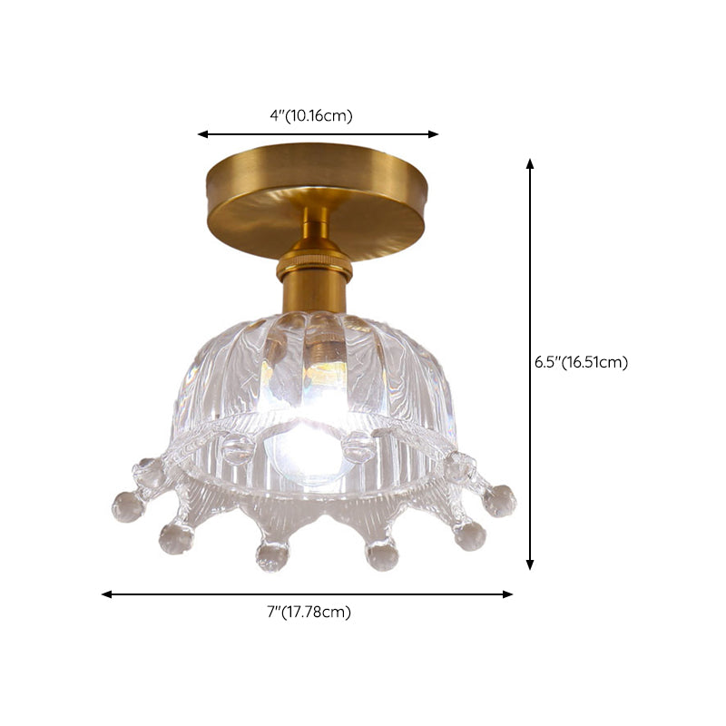 Modern Ceiling Mount Light 1-Light Ceiling Light with Glass Shade for Bedroom