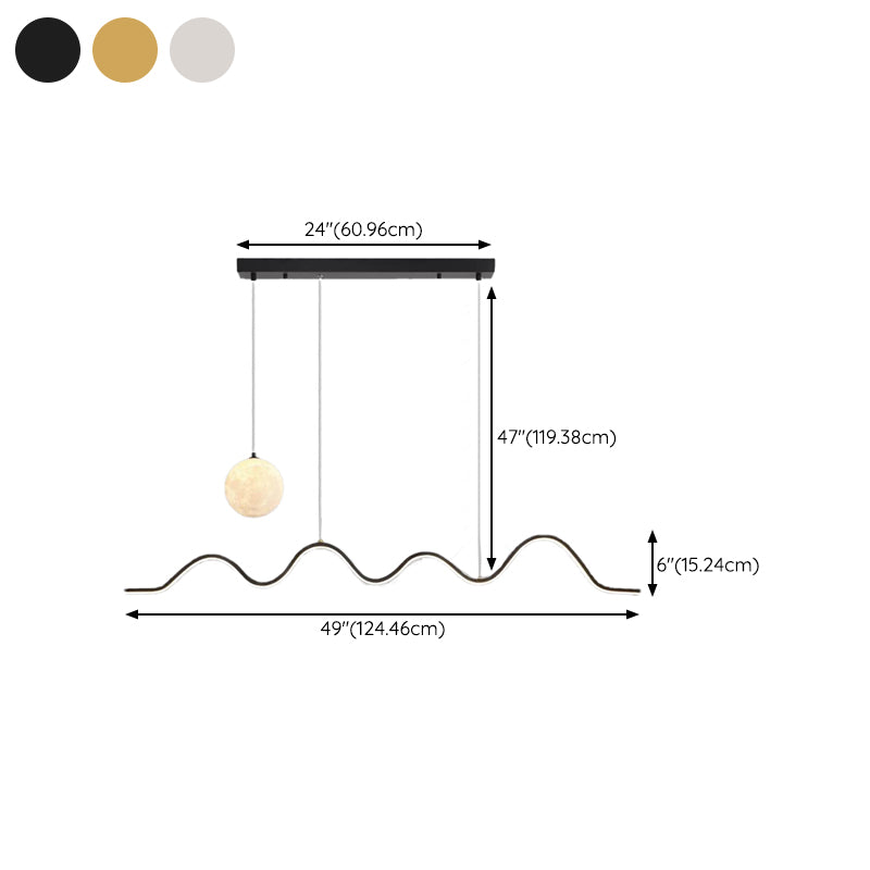 2-Light Modern Island Lighting Golden/Black/White LED Ceiling Light for Bedroom