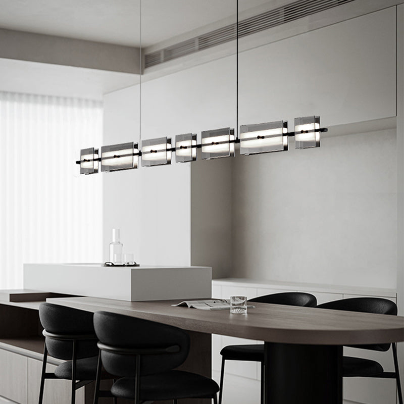 Contemporary LED Hanging Light Glass Island Light Fixture for Dining Room