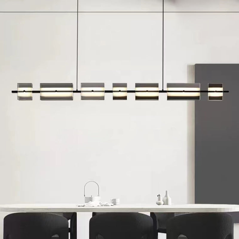Contemporary LED Hanging Light Glass Island Light Fixture for Dining Room