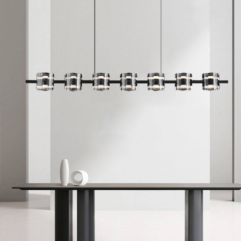 Black Hanging Light Contemporary Island Lighting with Glass Shade for Kitchen