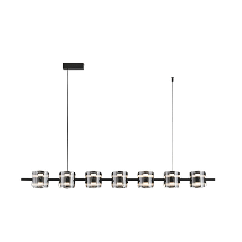 Black Hanging Light Contemporary Island Lighting with Glass Shade for Kitchen