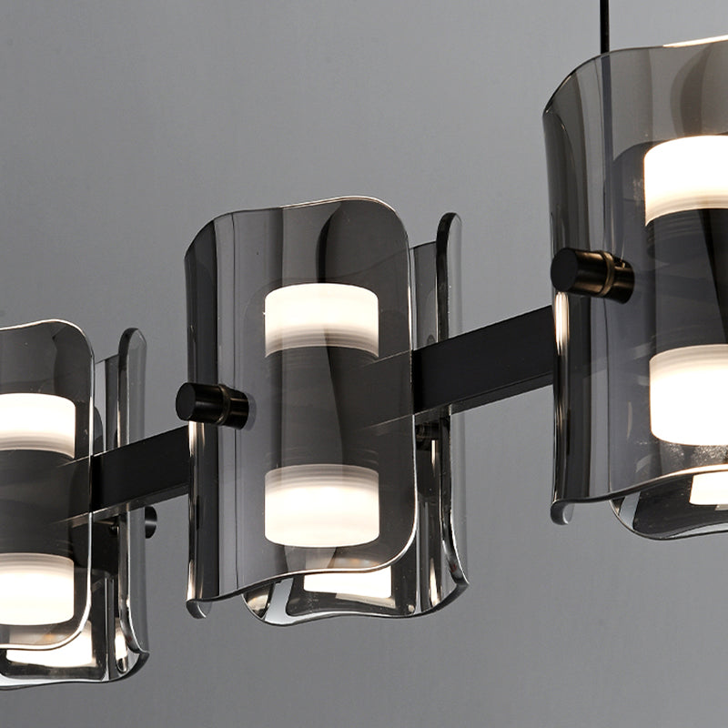 Black Hanging Light Contemporary Island Lighting with Glass Shade for Kitchen