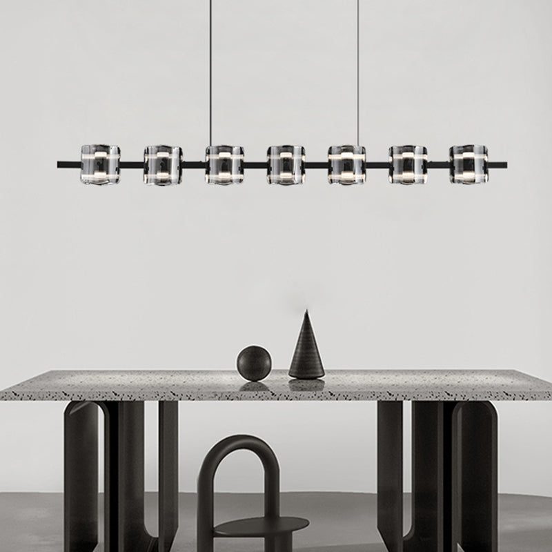 Black Hanging Light Contemporary Island Lighting with Glass Shade for Kitchen