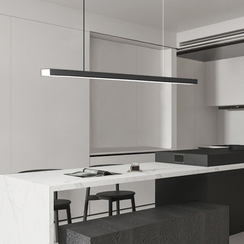 Minimalism Hanging Light Black Linear Island Light Fixture for Dining Room