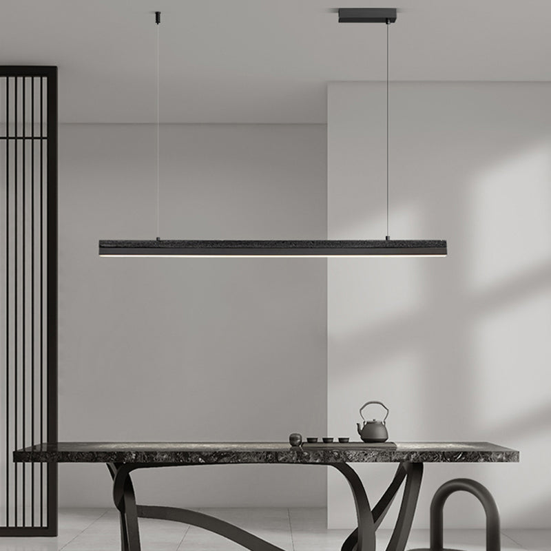 Minimalism LED Hanging Light Linear Island Light Fixture in Black for Dining Room