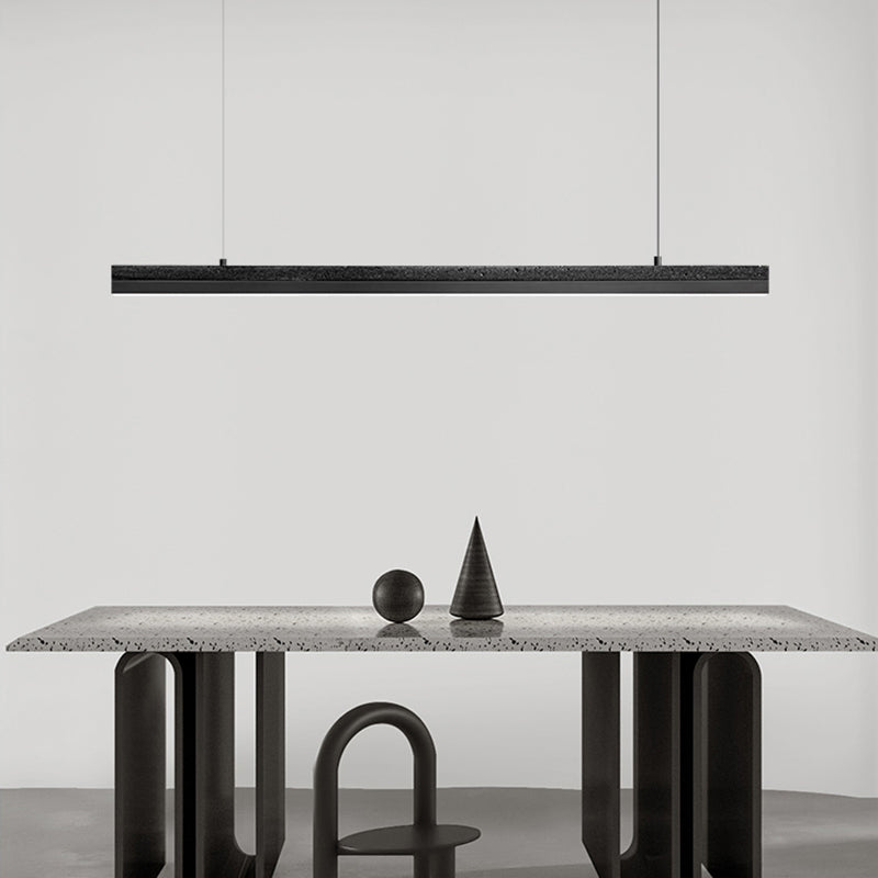 Minimalism LED Hanging Light Linear Island Light Fixture in Black for Dining Room