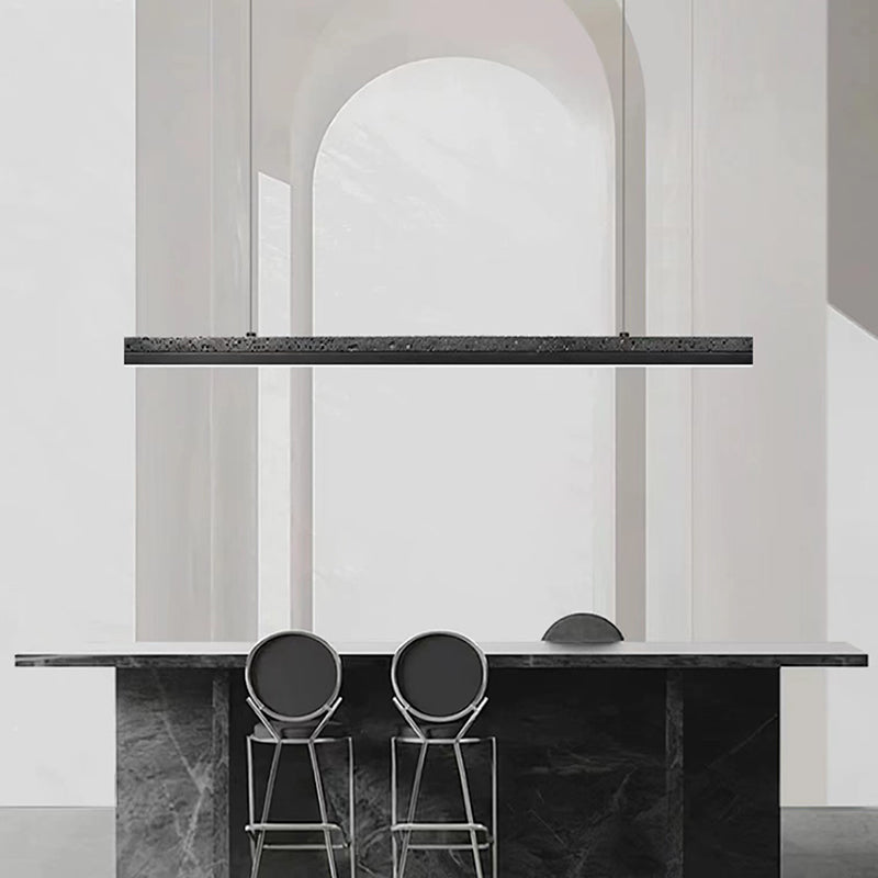 Minimalism LED Hanging Light Linear Island Light Fixture in Black for Dining Room