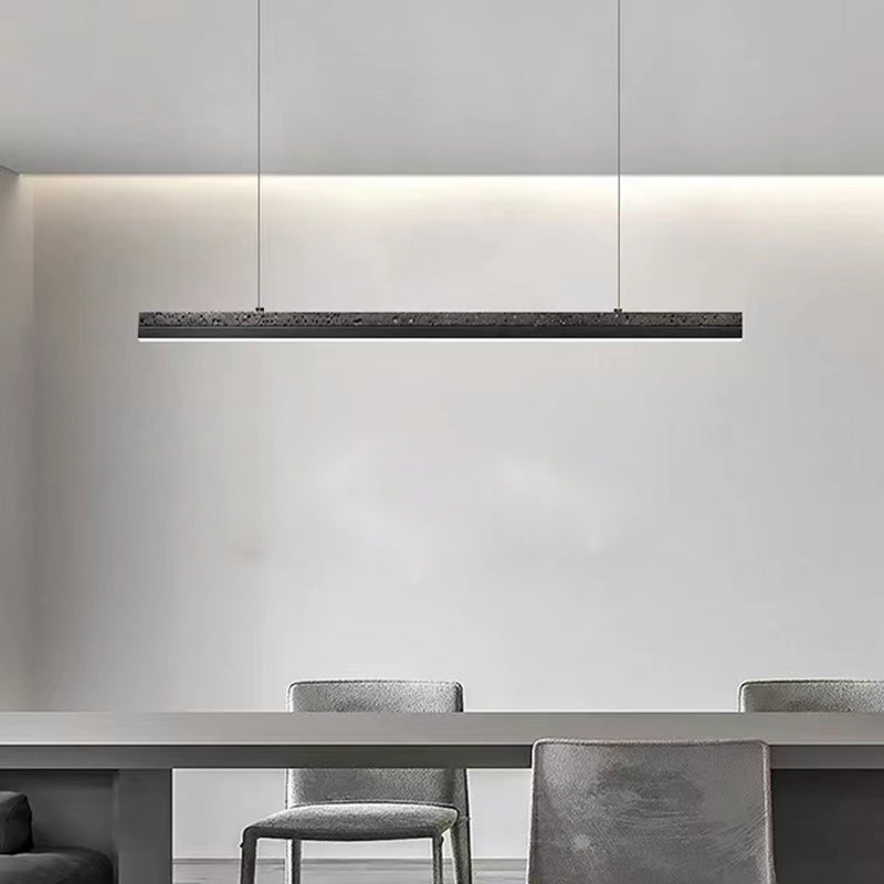 Minimalism LED Hanging Light Linear Island Light Fixture in Black for Dining Room