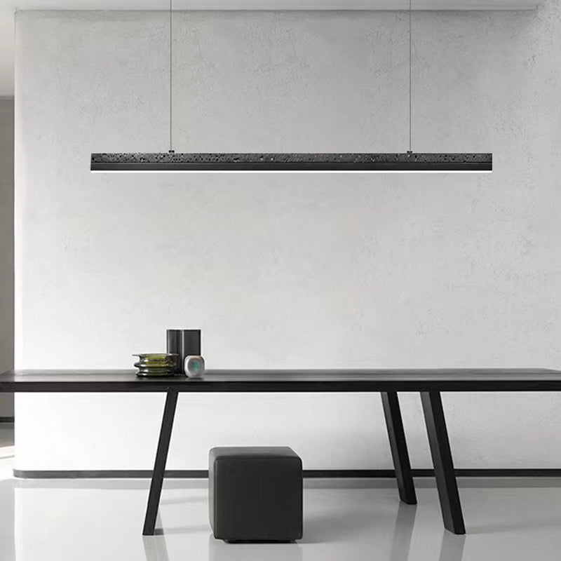 Minimalism LED Hanging Light Linear Island Light Fixture in Black for Dining Room
