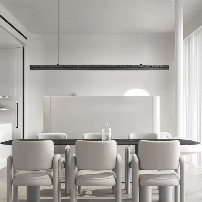 Minimalism LED Hanging Light Linear Island Light Fixture in Black for Dining Room