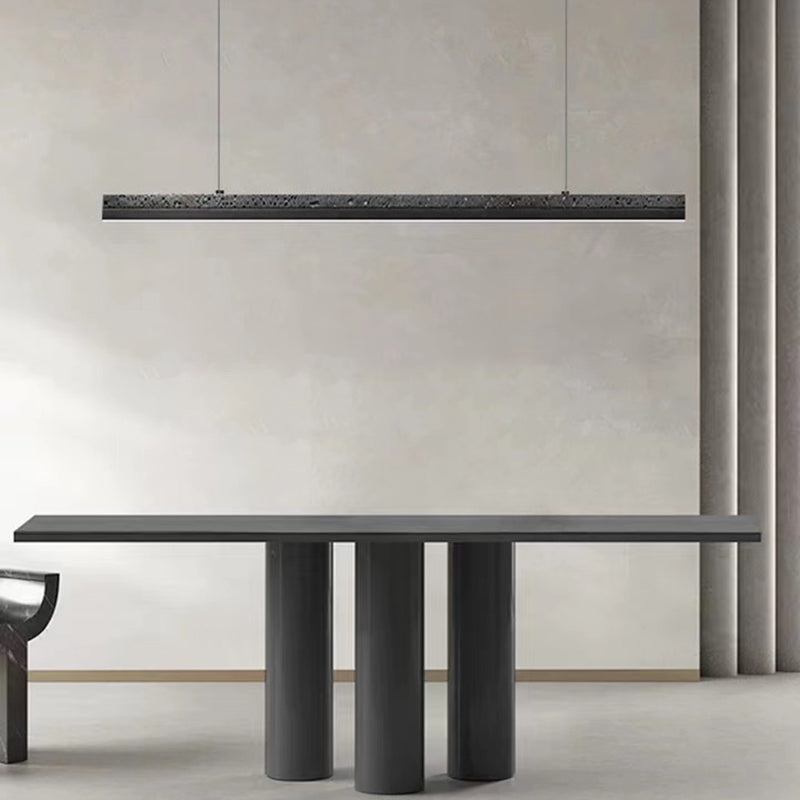 Minimalism LED Hanging Light Linear Island Light Fixture in Black for Dining Room