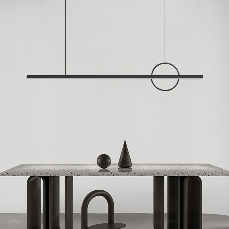 Minimalism Hanging Light Metal Island Light Fixture in Black for Dining Room