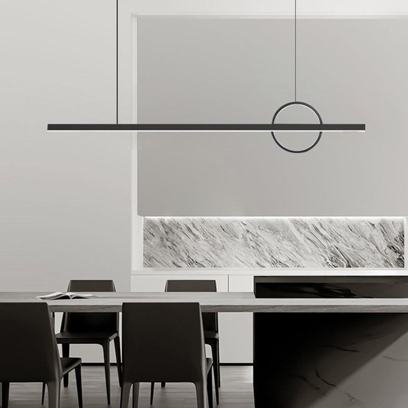 Minimalism Hanging Light Metal Island Light Fixture in Black for Dining Room