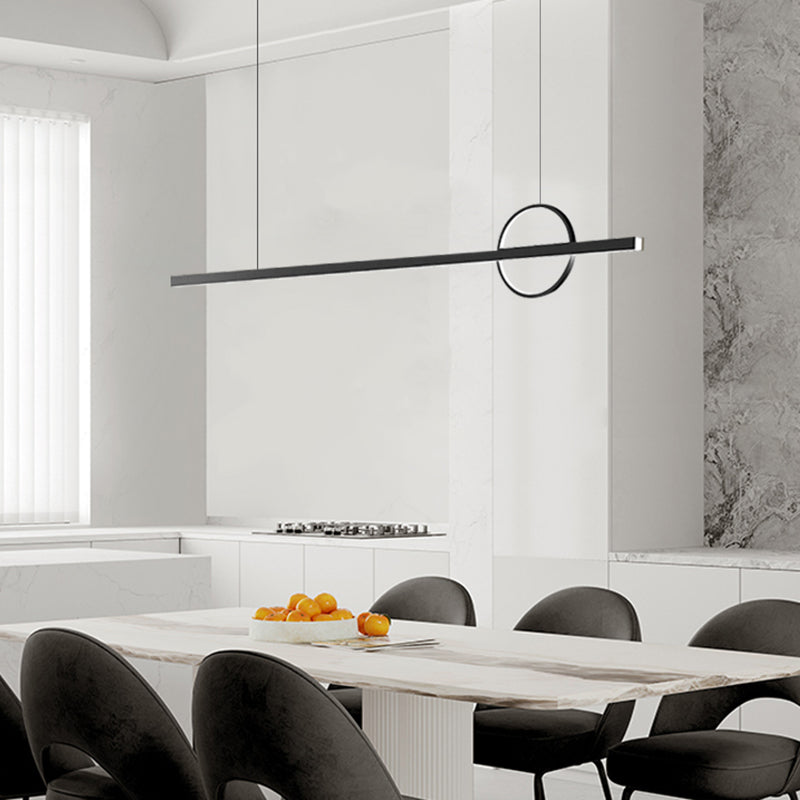 Minimalism Hanging Light Metal Island Light Fixture in Black for Dining Room