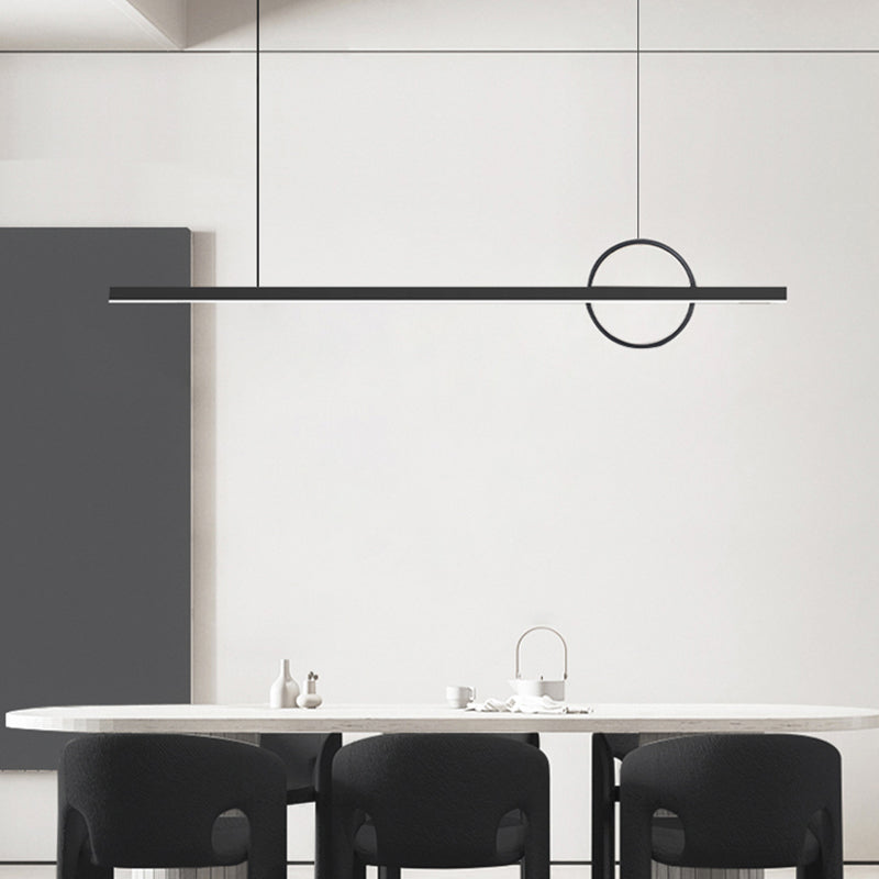 Minimalism Hanging Light Metal Island Light Fixture in Black for Dining Room