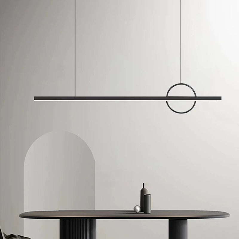 Minimalism Hanging Light Metal Island Light Fixture in Black for Dining Room