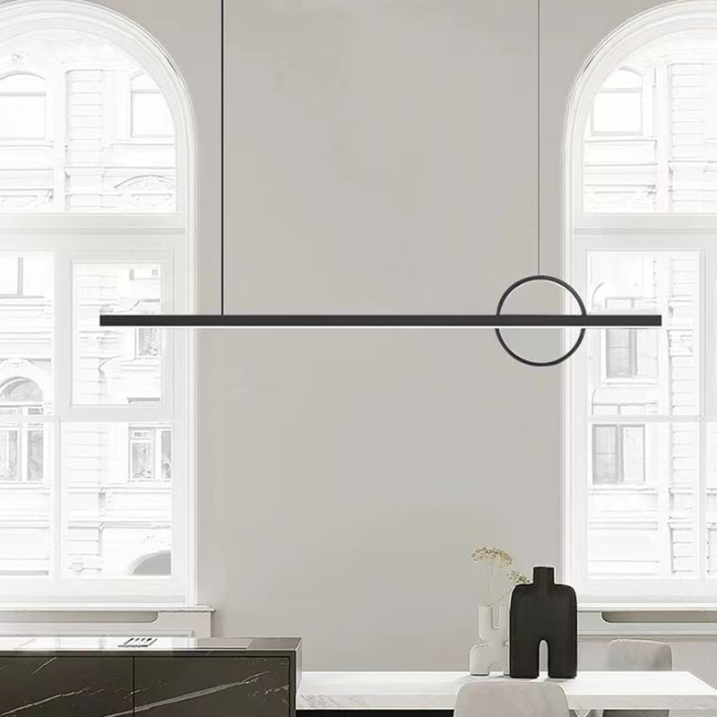 Minimalism Hanging Light Metal Island Light Fixture in Black for Dining Room
