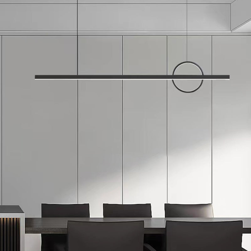Minimalism Hanging Light Metal Island Light Fixture in Black for Dining Room