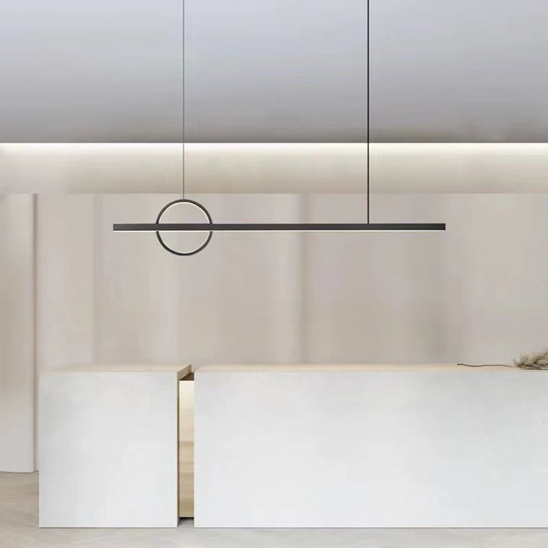 Minimalism Hanging Light Metal Island Light Fixture in Black for Dining Room