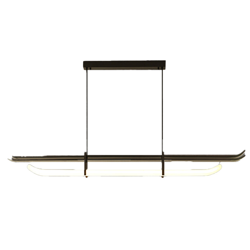 Contemporary Hanging Light Black LED Island Light Fixture with Metal for Dining Room