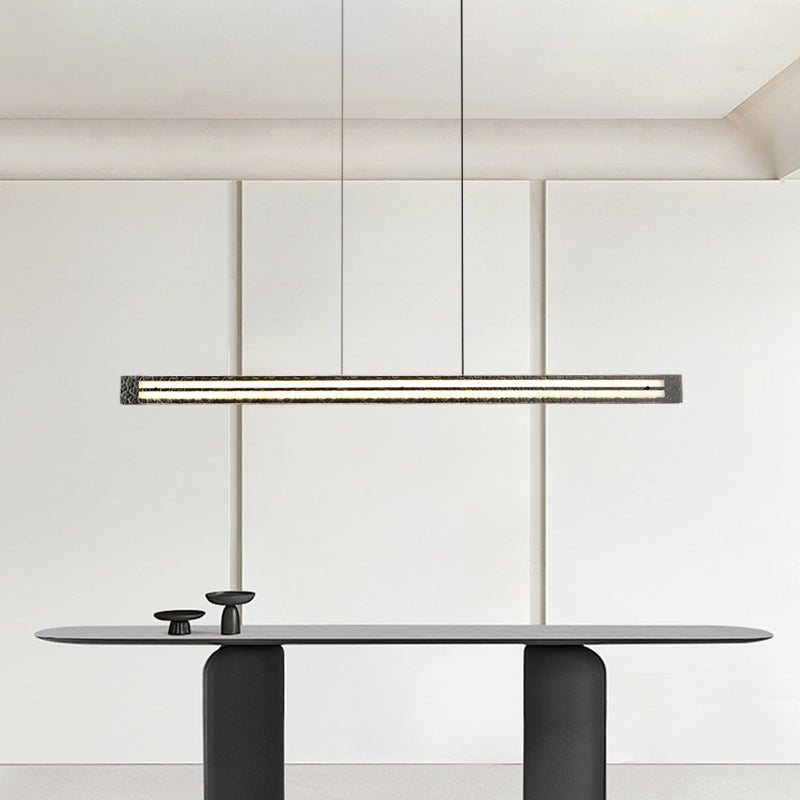 Contemporary Hanging Light Linear LED Island Light Fixture with Glass for Dining Room