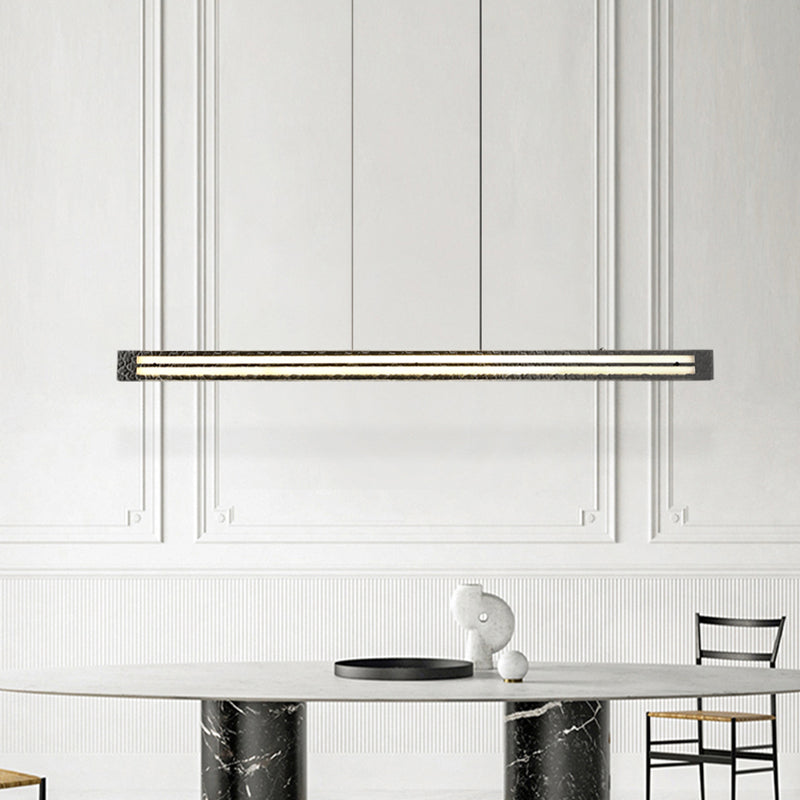 Contemporary Hanging Light Linear LED Island Light Fixture with Glass for Dining Room