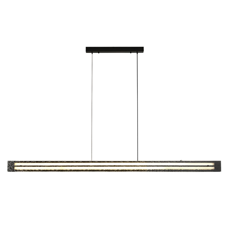 Contemporary Hanging Light Linear LED Island Light Fixture with Glass for Dining Room